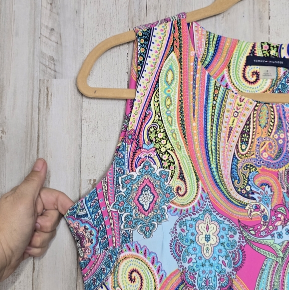 Tommy Hilfiger Sleeveless Knee Length Shift Dress Size 8 Spring Summer Paisley - Picture 6 of 11